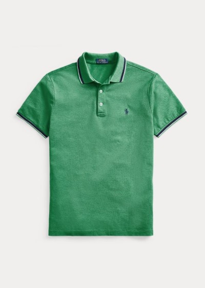 Polos Polo Ralph Lauren Hombre Verdes - Custom Slim Stretch Mesh - OHPAS8521